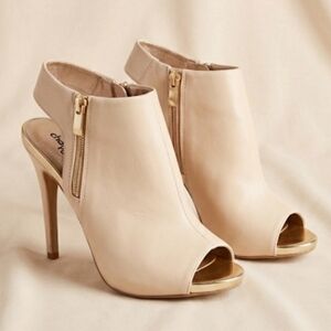 Charlotte Russe Cream Peep-Toe Stiletto Heels